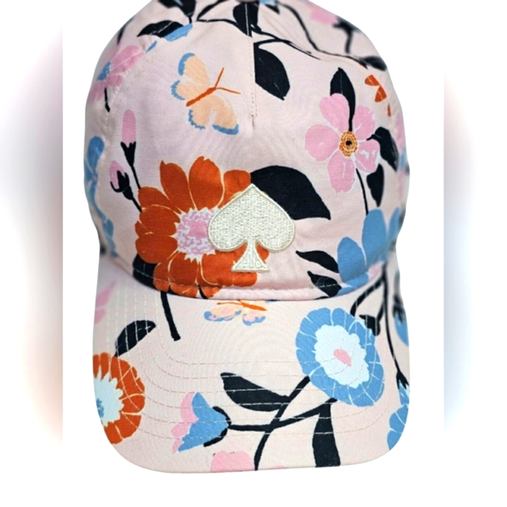 NEW Kate Spade Pearl Blush Pink Floral Tropical Hat Summer Embriodered Spade Cap - Picture 7 of 12